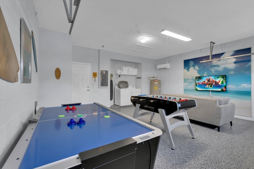 Game Room, Downstairs, Has AC
50" Smart TV
Air Hockey
Foosball