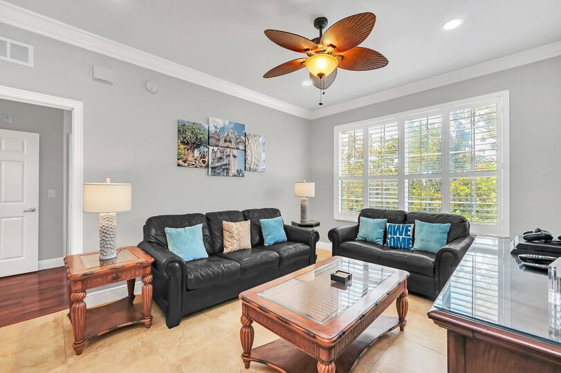 Relax on these plush leather couches