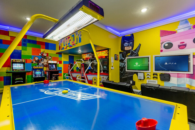 Challenge your family members to a game of air hockey or race head to head on the NASCAR racers