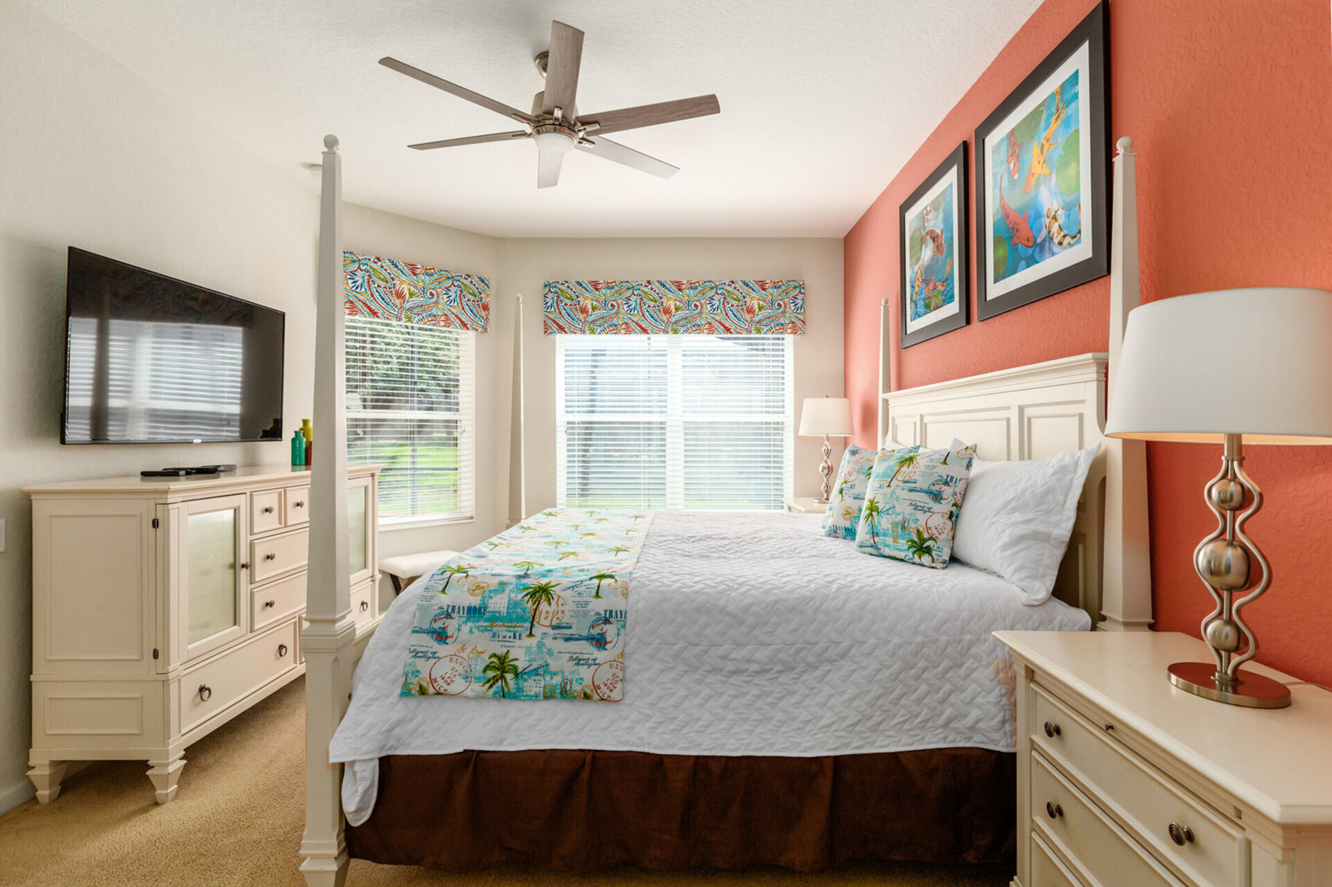 Watch a movie on the flatscreen TV after a day having fun in the sun