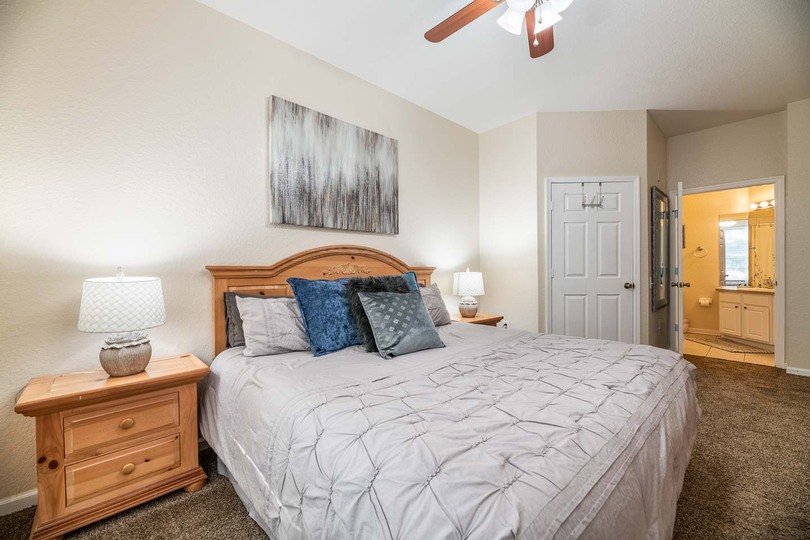 This bedroom includes an en suite with shower