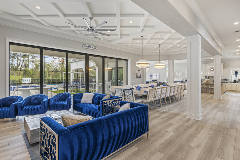 This luxurious villa offers an open floor plan throughout