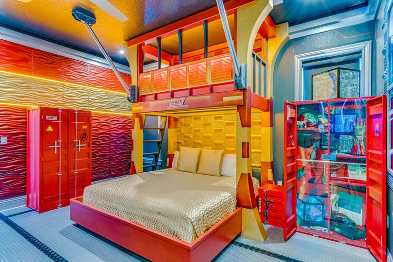 Bedroom # 12. King/twin bunkbed with 75-Inch SMART TV in this room