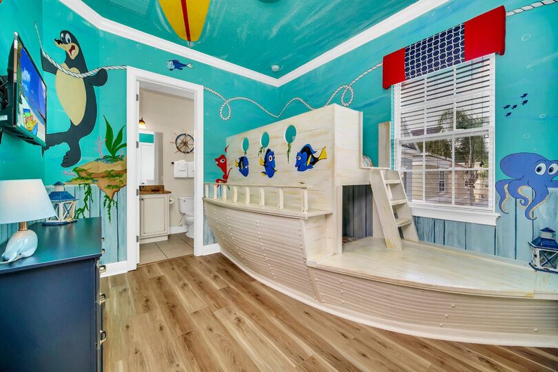 Your kids will love bedroom with a custom made twin over twin bunk bed