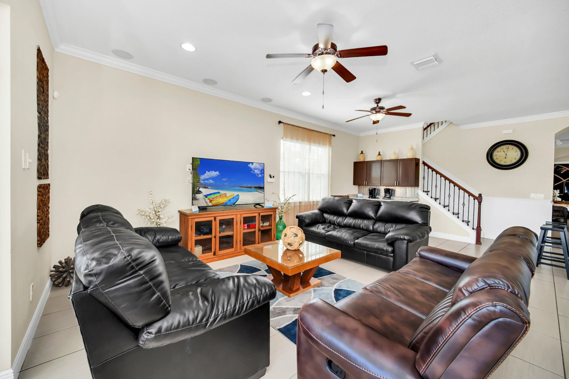 Relax in the living room area and catch up on some TV