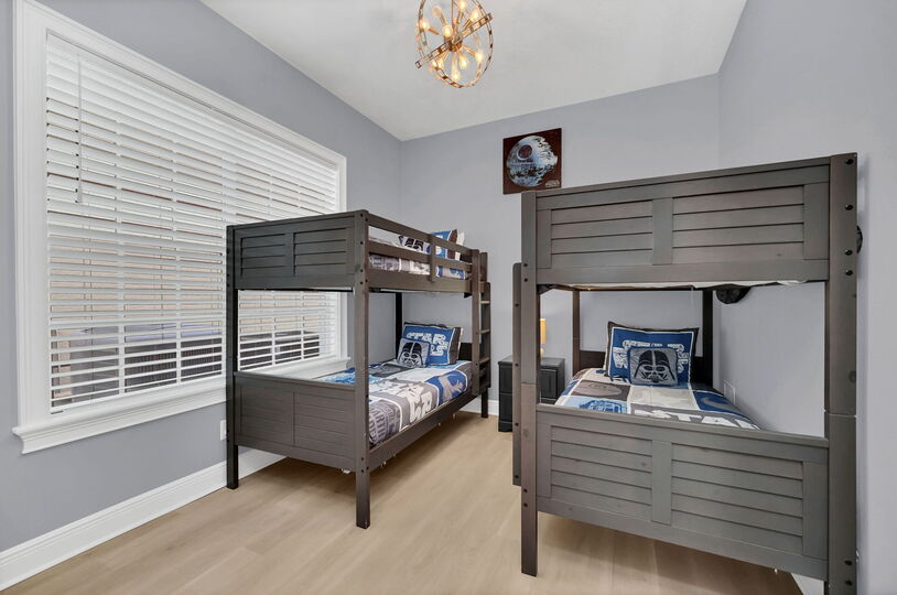 The second bedroom on the first floor is perfect for the kids