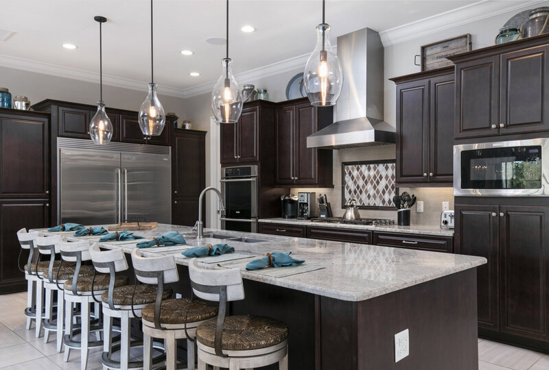 Spacious kitchen area with a breakfast bar