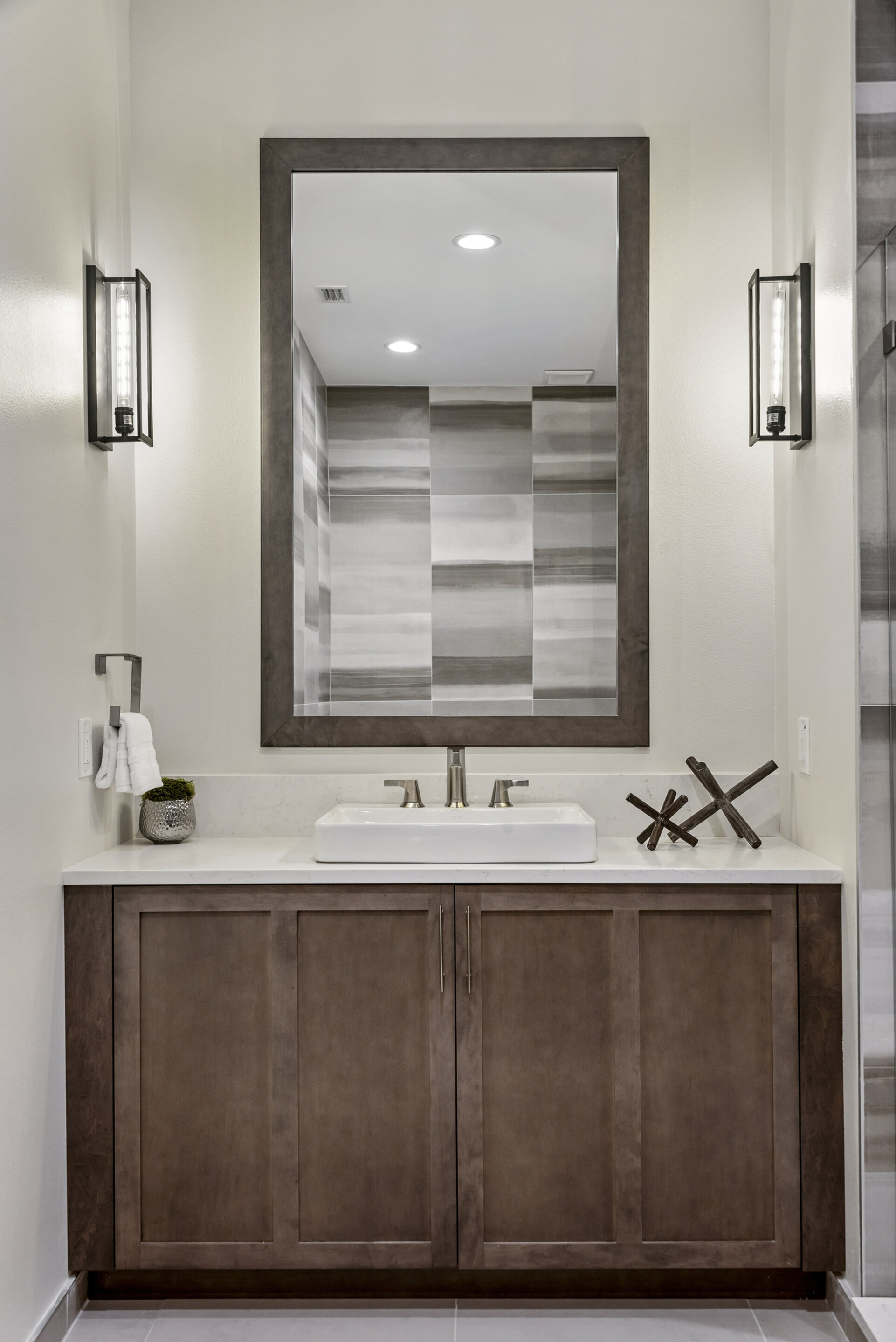 Get ready for the day at this grand vanity