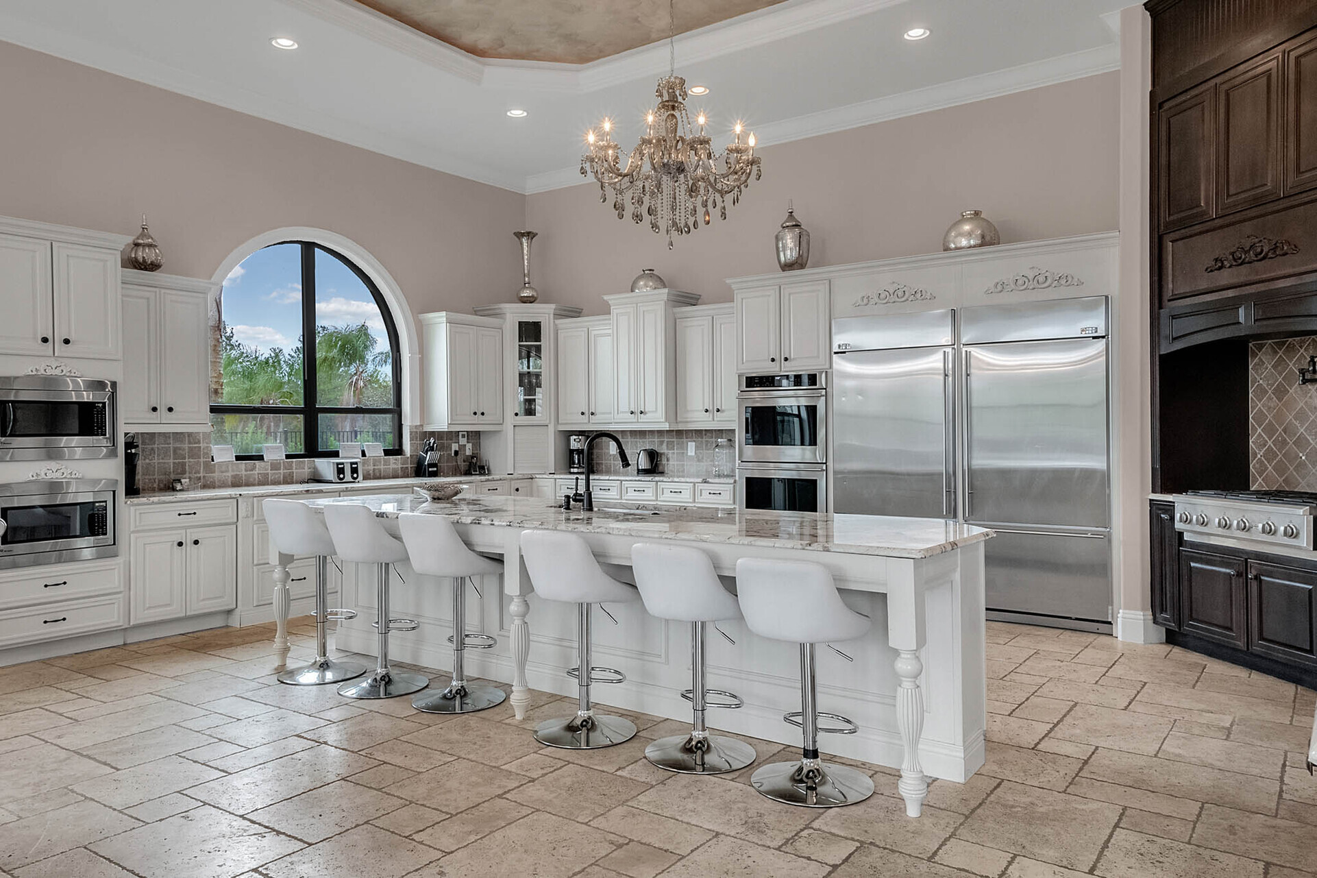 A fully-equipped kitchen complete with stainless steel appliances