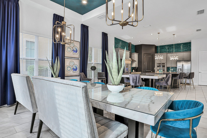 The formal dining table seats 11