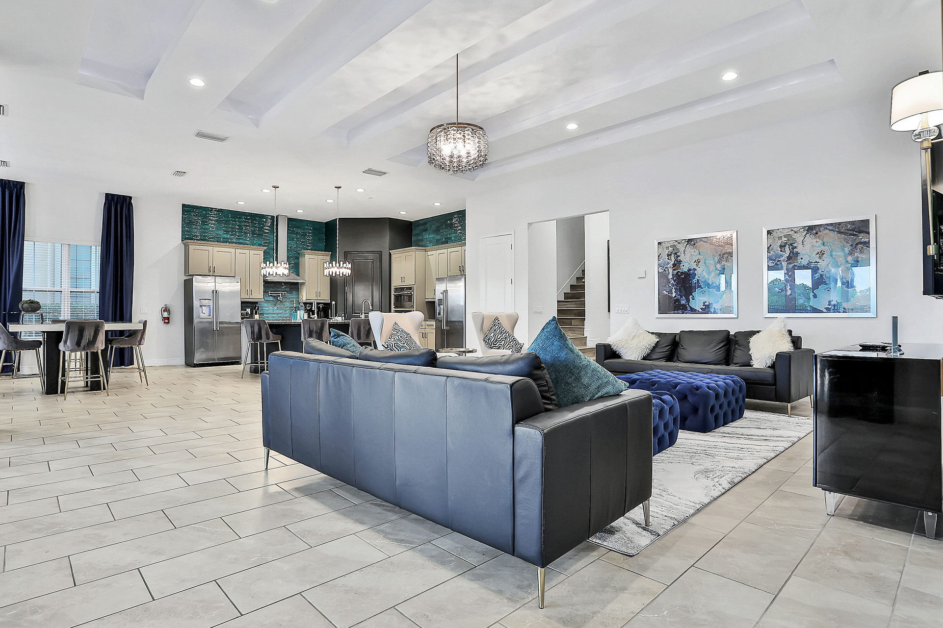 Admire the urban-modern design around the home