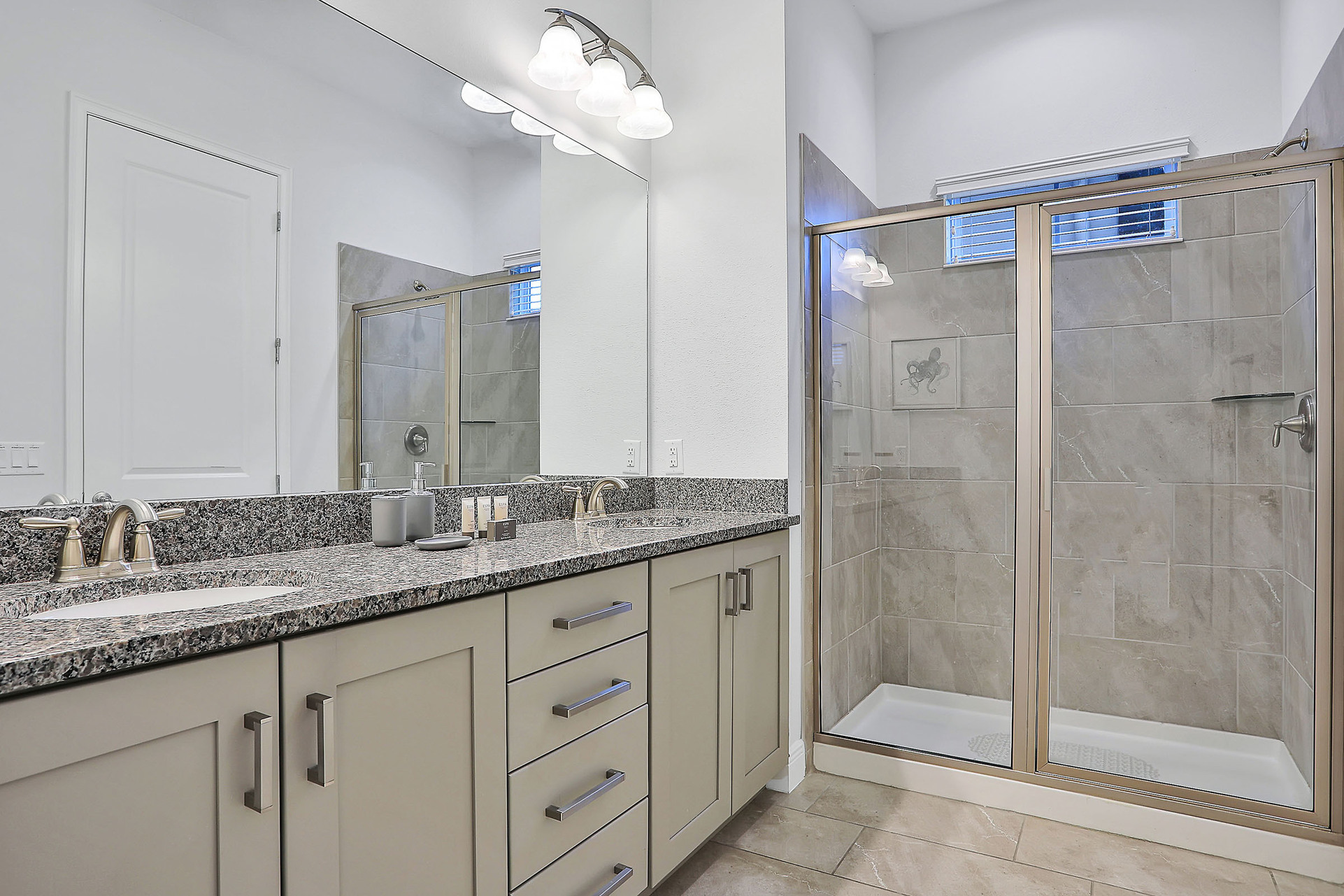 There's plenty of space for you and a loved one to get ready in the morning