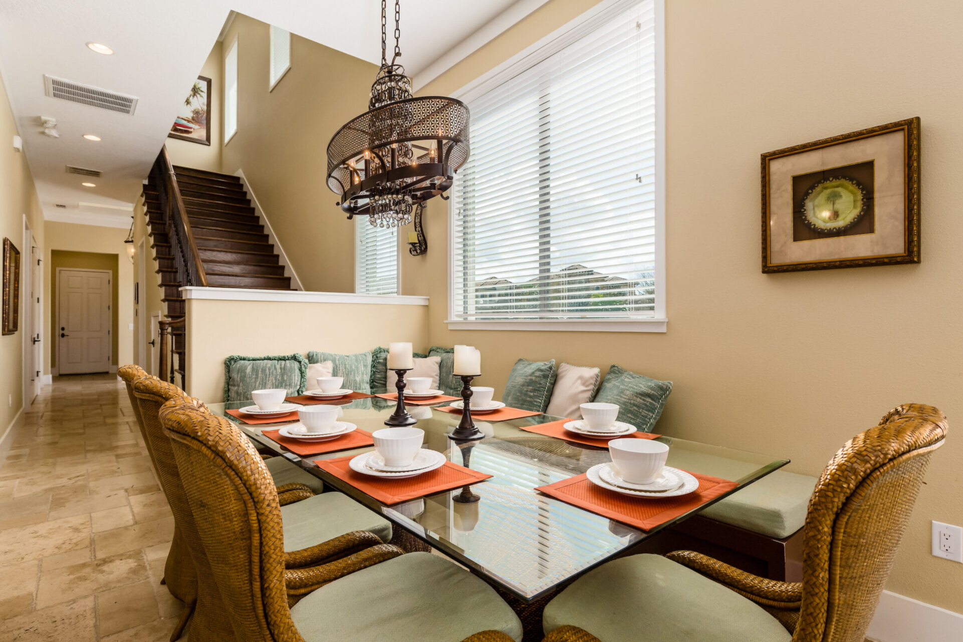 Seating for up to 8 at the formal dining table