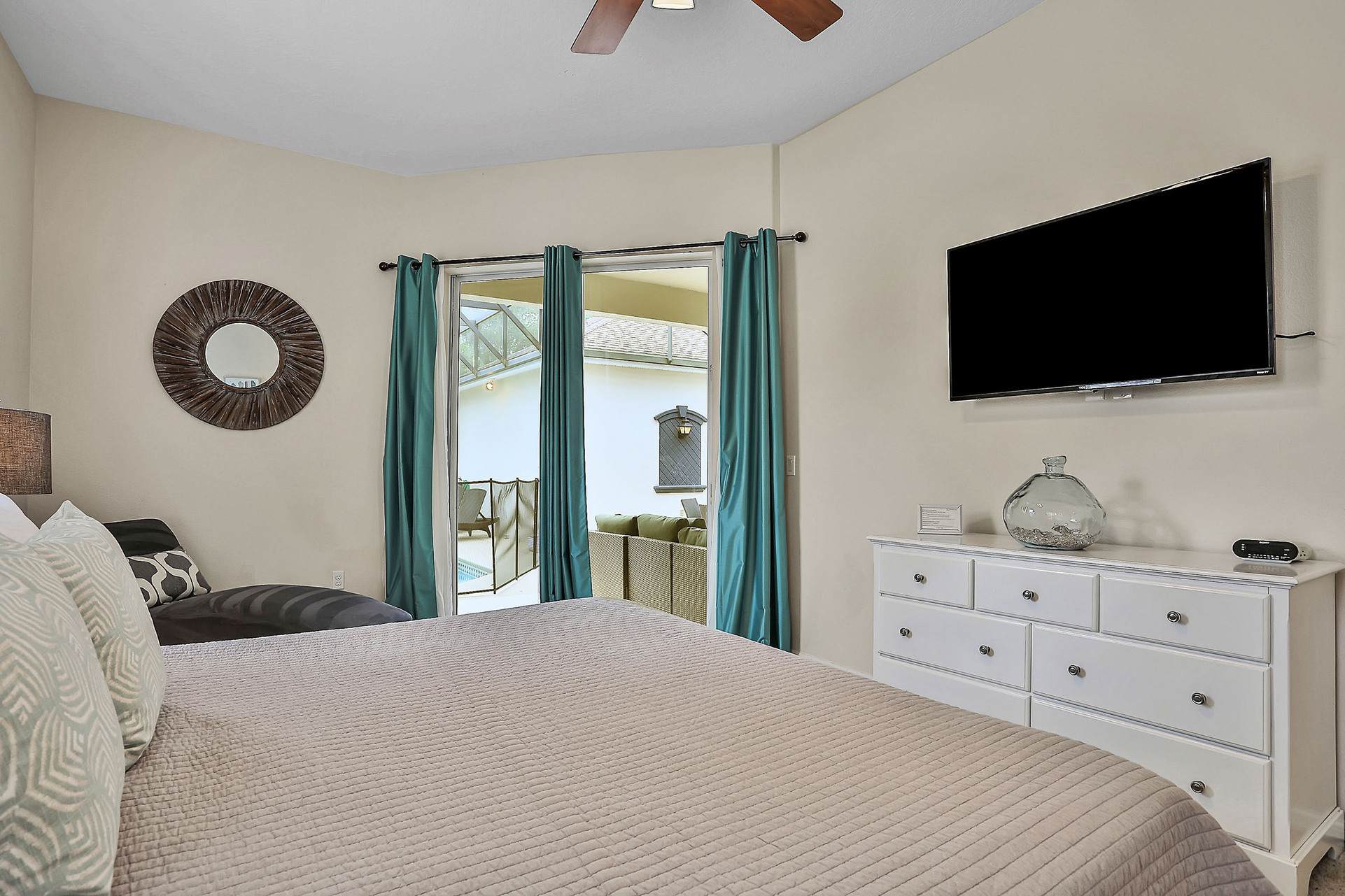 Relax in the king bed while you watch a movie on the TV