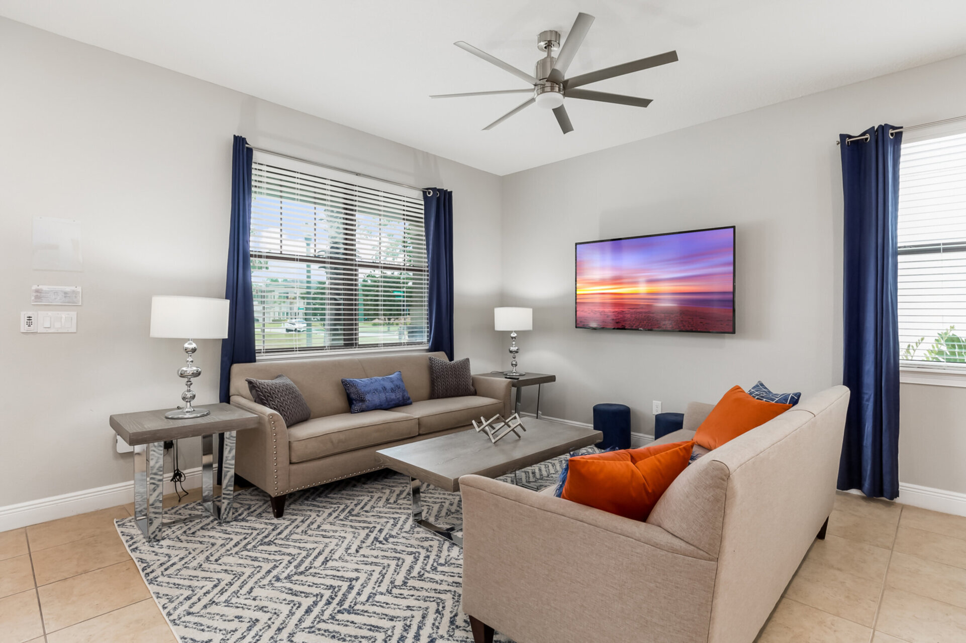 Sit back and relax in the living room while you catch up on your favorite show