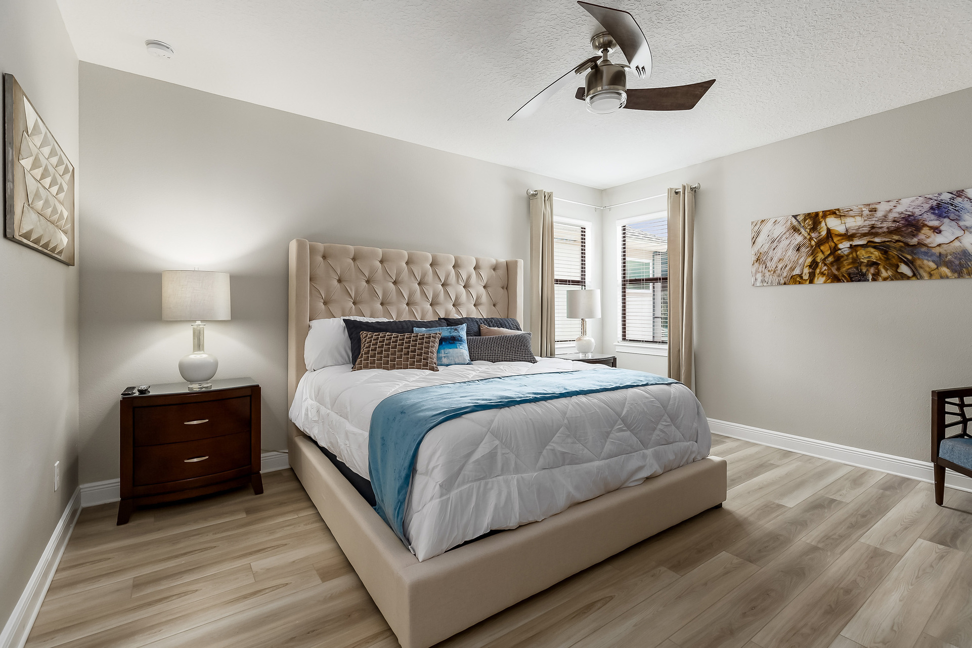 Second floor Master Suite furnished with a king-size bed