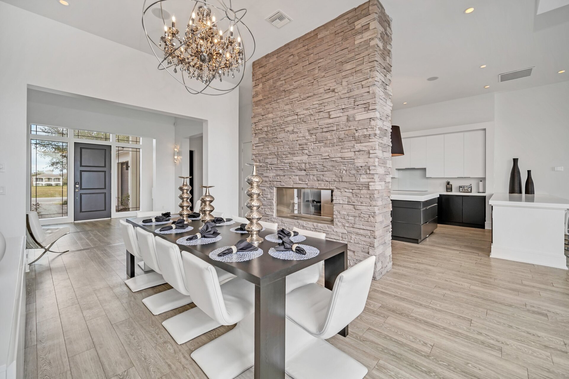 The formal dining room has space for up to 10 guests