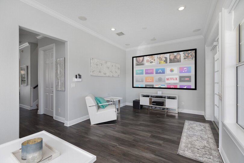 Head inside and watch a movie on the large projection screen