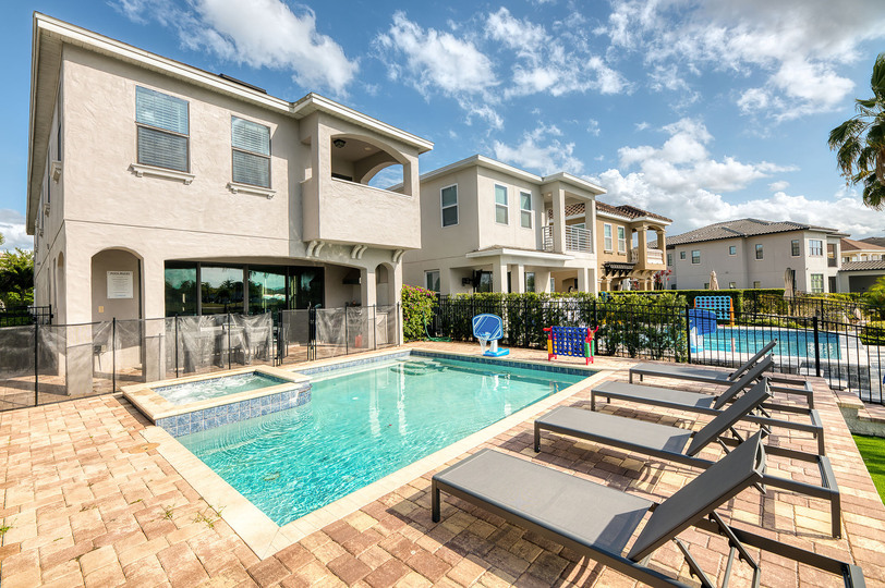 The home has a child safety pool fence for added protection