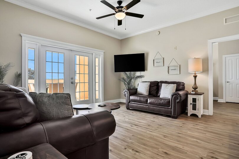 Cozy up on the comfortable sofas in the living room
