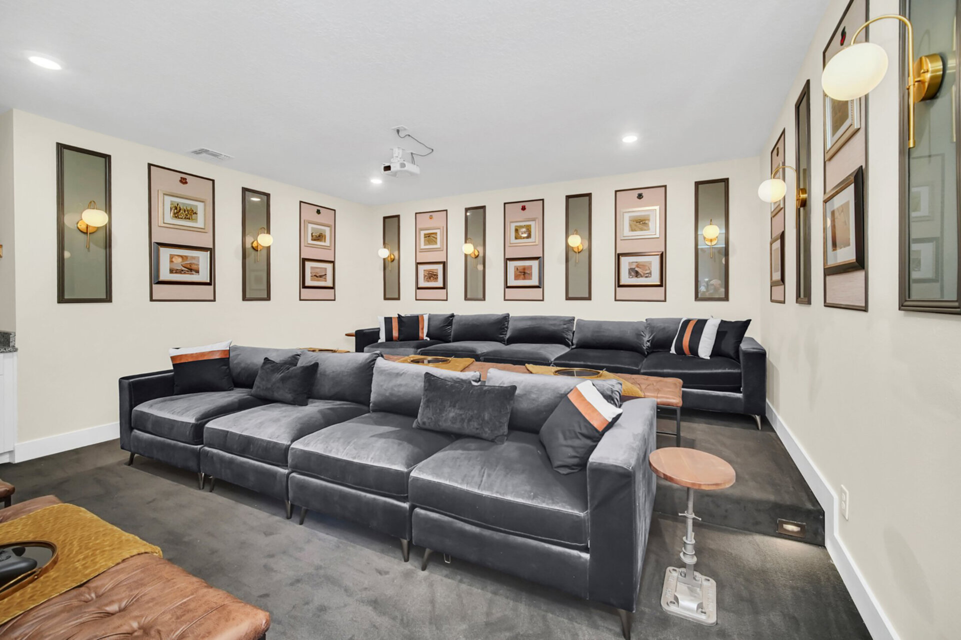 A cozy movie theater on the second floor for memorable family movie nights!
