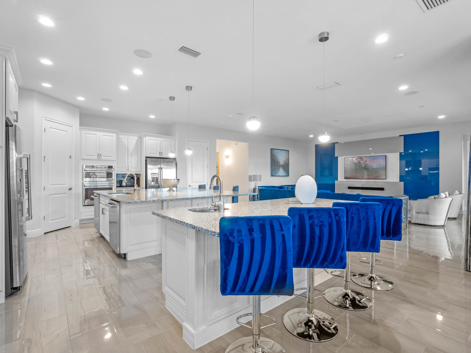 This bright and inviting kitchen beckons with its timeless charm and modern flair.