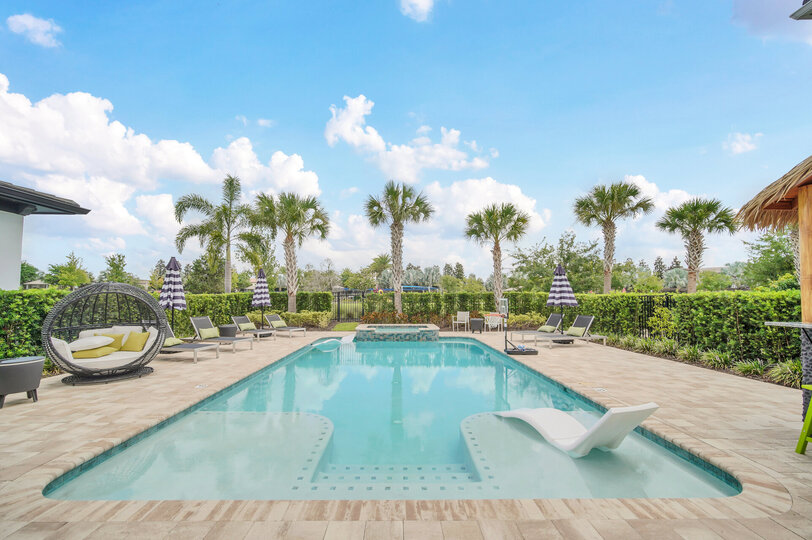 Take a morning lap or simply swim all day in your large private pool and spa