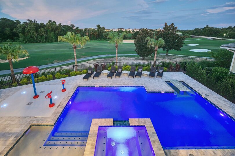 Overlook onto your own private pool and spa
