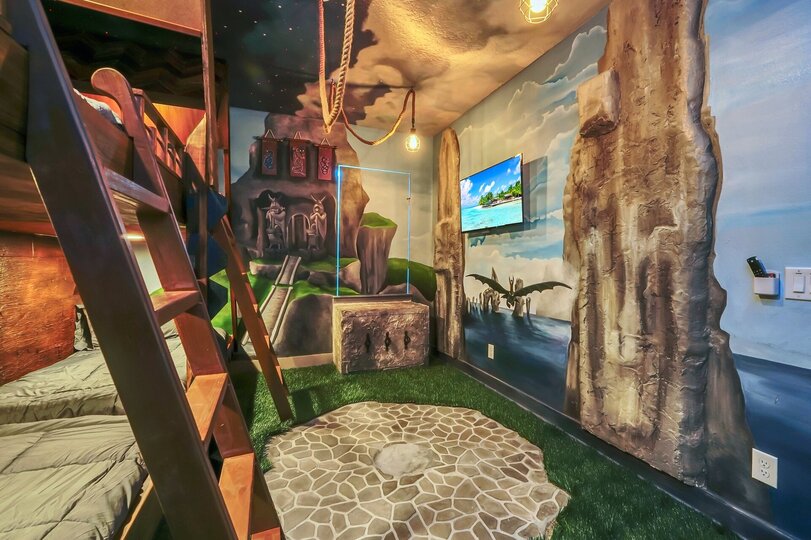 Kids will love their immersive bedroom with custom bunk beds