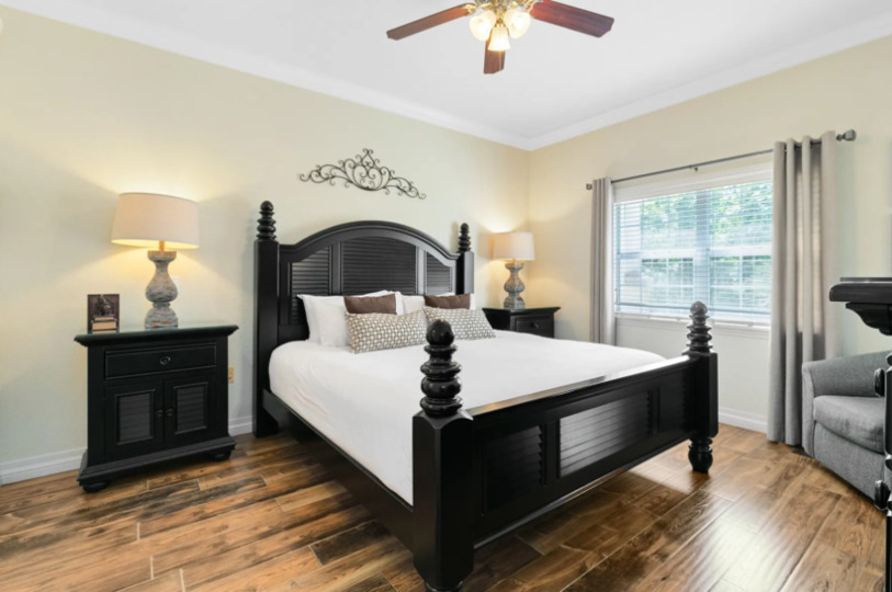 Rest easy after a long day in this plush King bed, offering the ultimate in comfort and relaxation