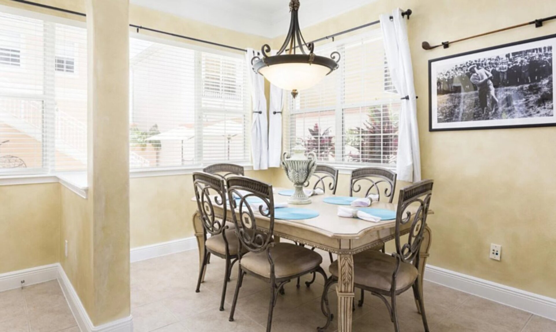 Dine in style at the formal dining table, which comfortably seats 10 guests for any occasion