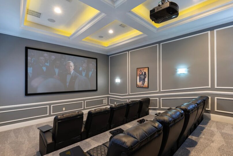 Watch your favorite movies in this 15-seater theater room