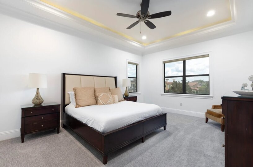 Experience true relaxation in this opulent King bed, which promises a serene escape with its plush and cozy design