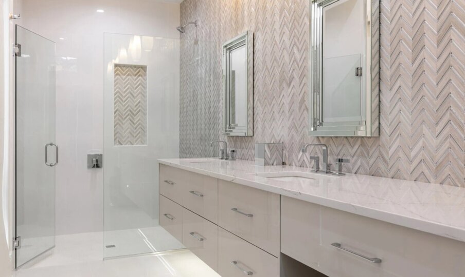 Bathroom 2 with Double Vanity and Walk in Shower