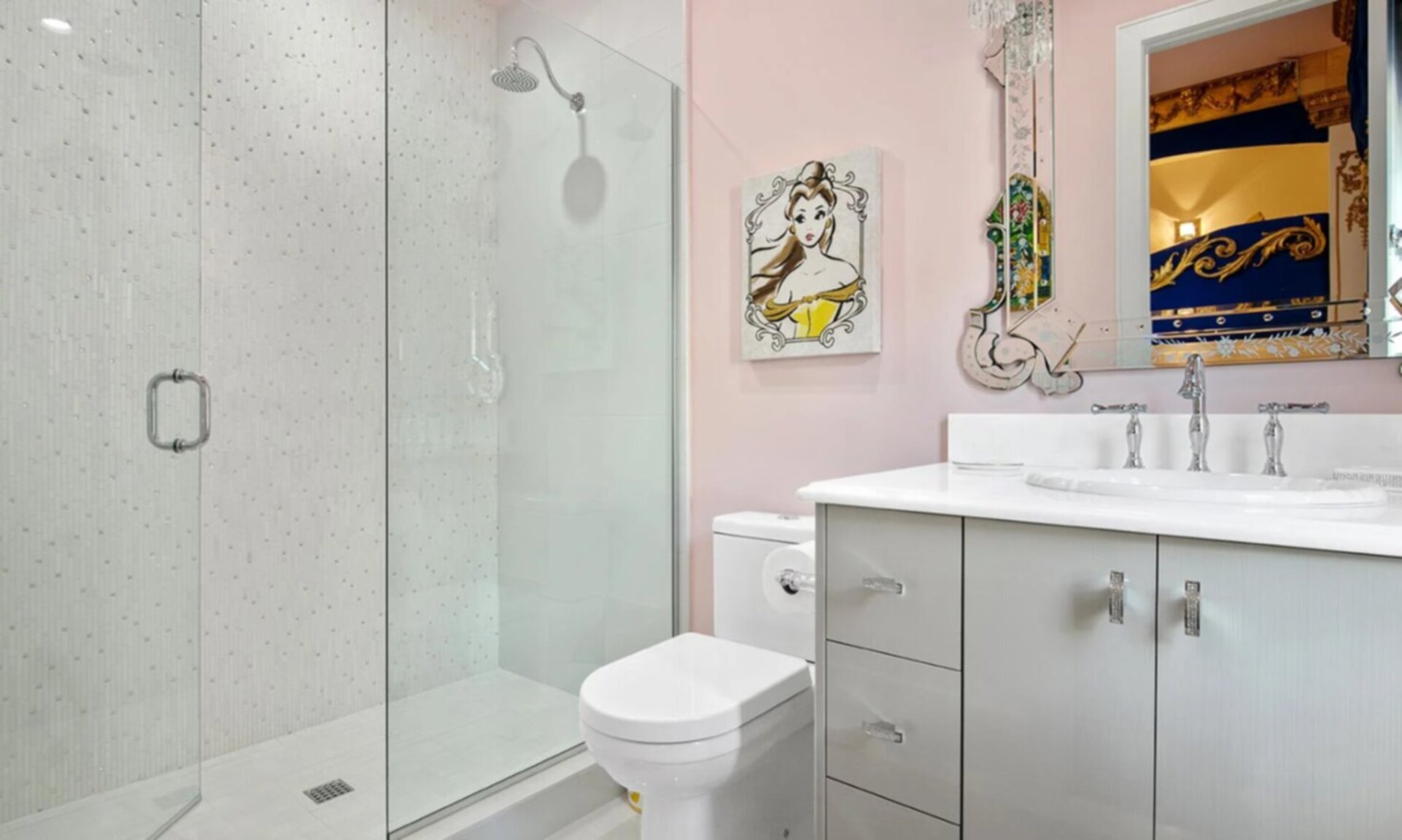 Princess Belle's Bathroom With Rhinestone Tiles