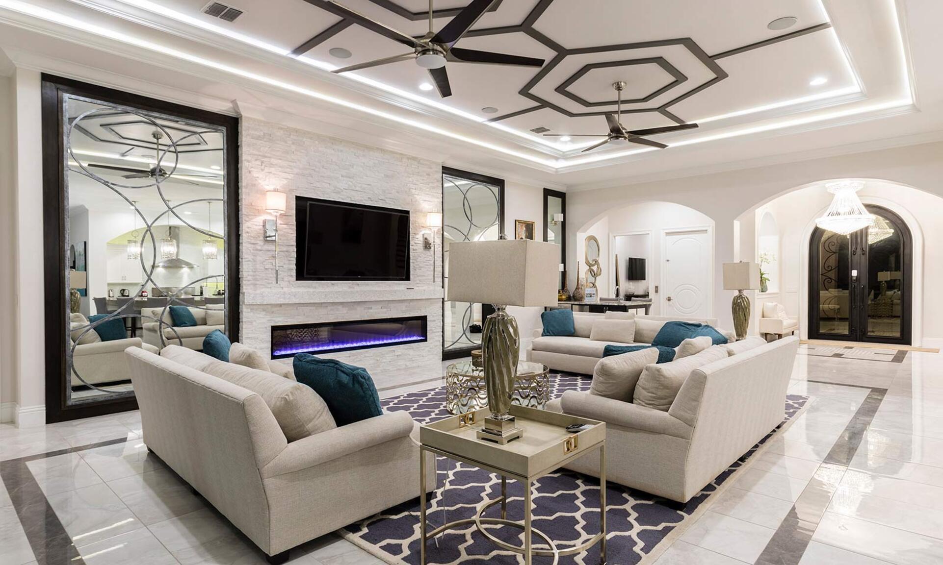 In this first living room area sit back and watch a movie