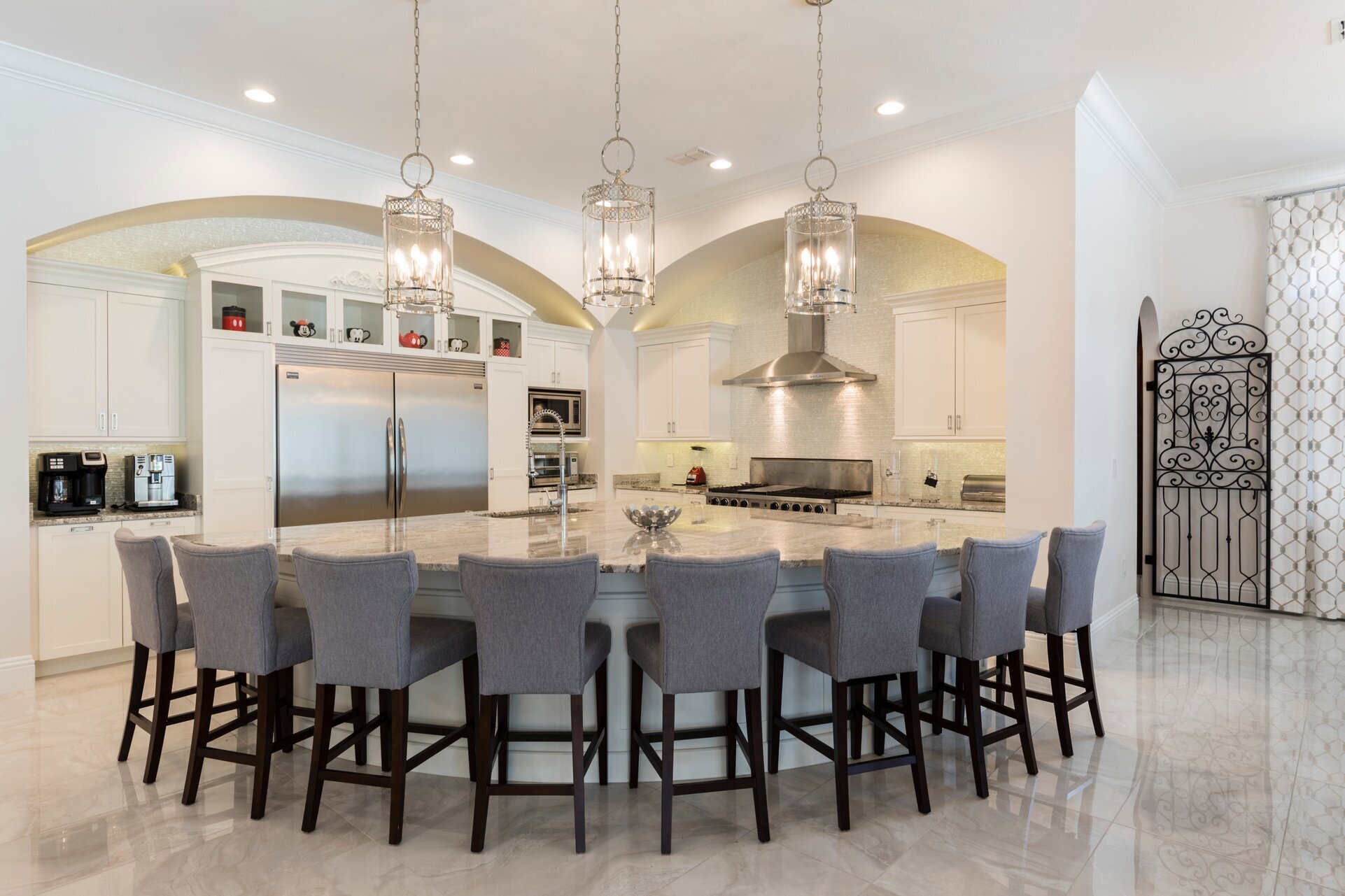 Sit down at the bar top whilst the family cooks up some home cooked meals