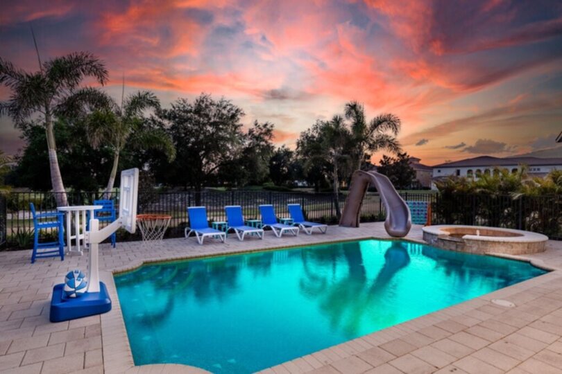 Take a morning lap or simply swim all day in your large private pool and spa