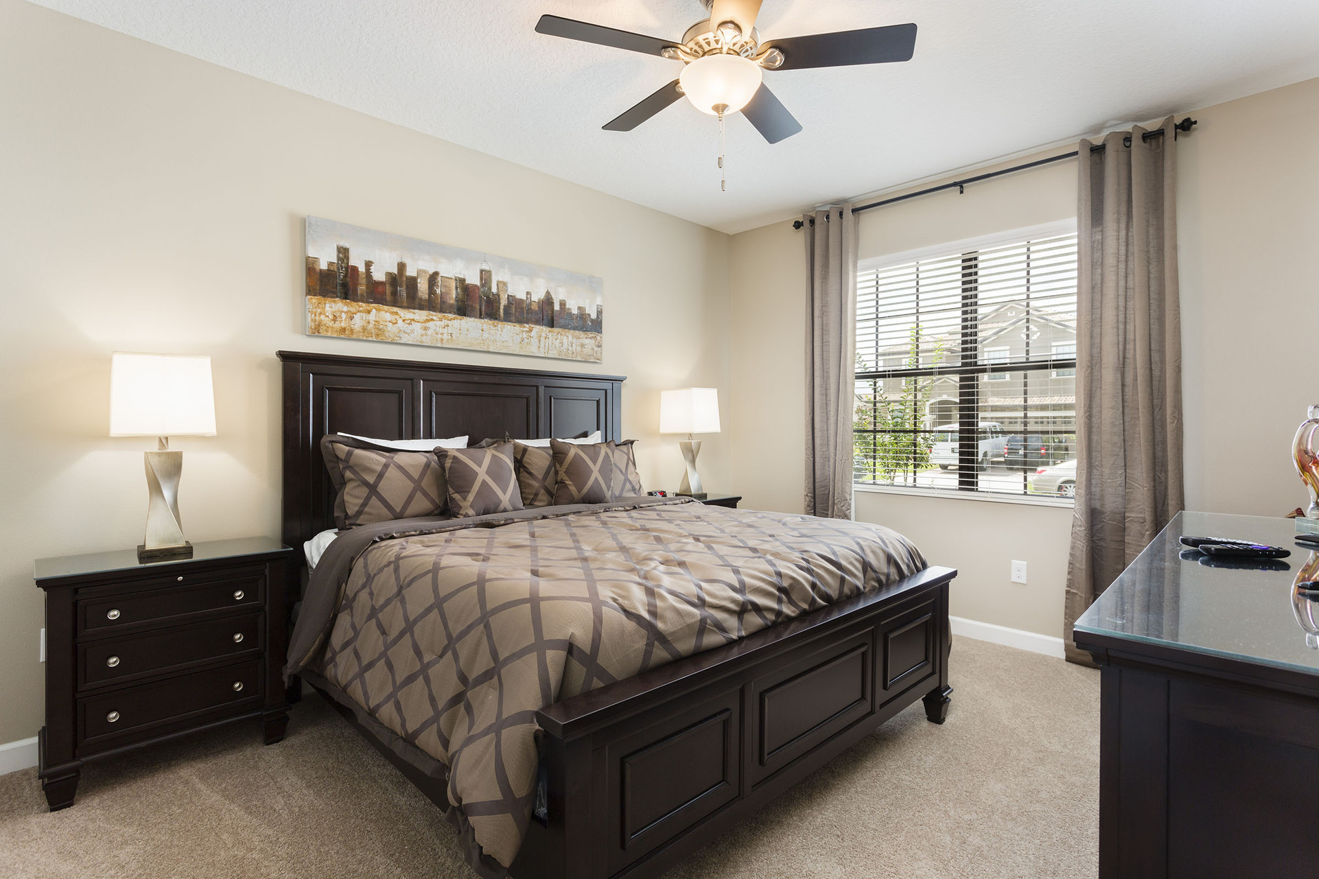 This master bedroom is located on the ground floor and features a comfortable King bed