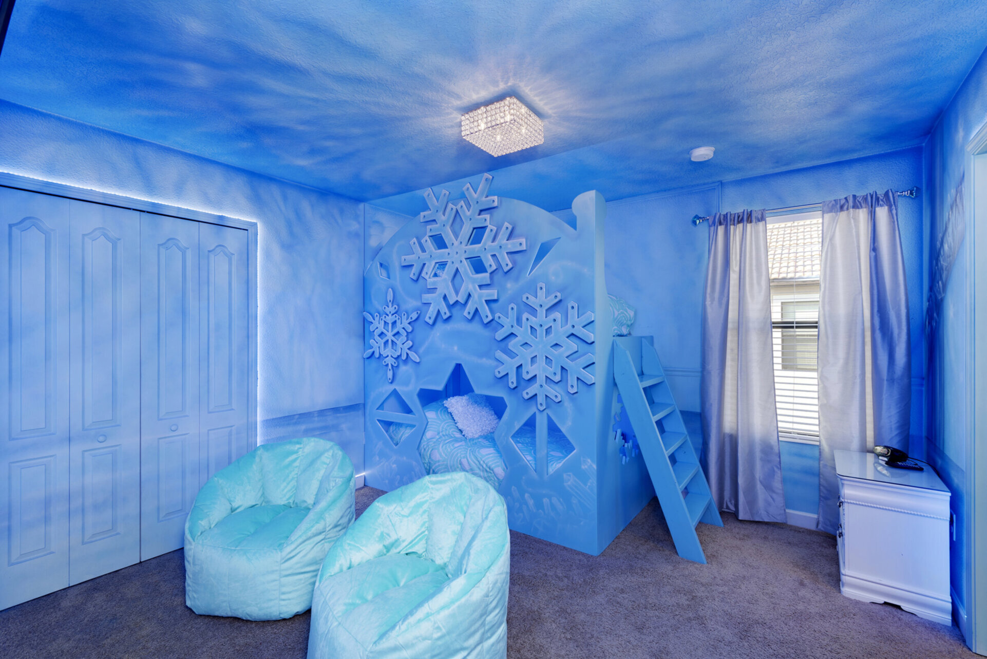 A custom built kids room with purpose built twin bunk beds