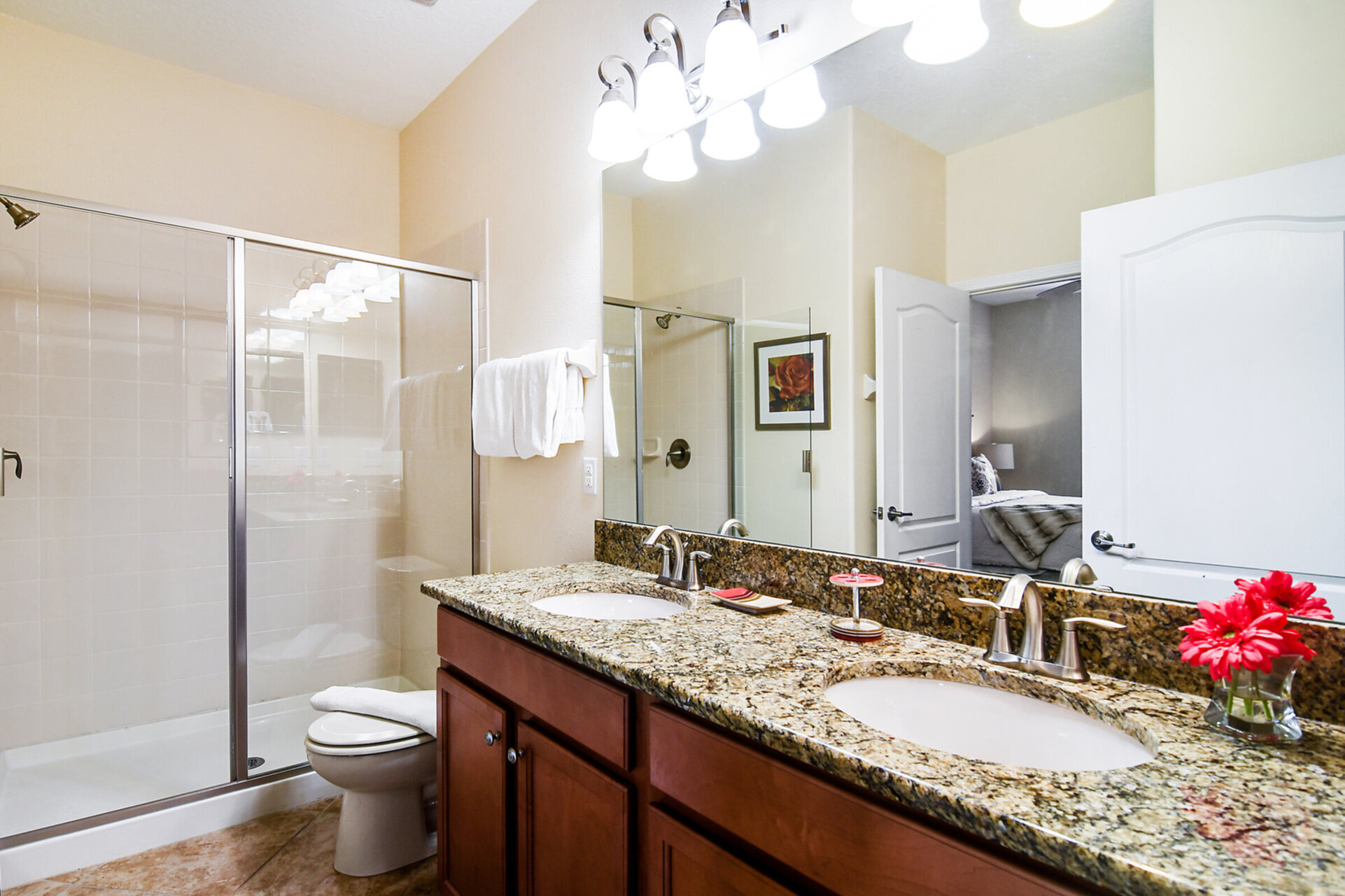 A Jack-n-Jill bathroom connects the bedrooms