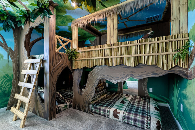 A themed bedroom for your kids to stay at during your vacation
