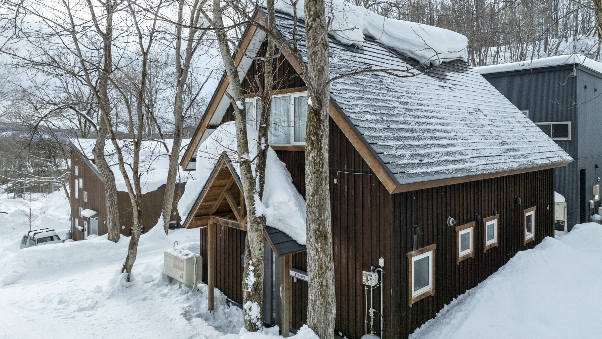 Snow-capped winter holiday chalet
