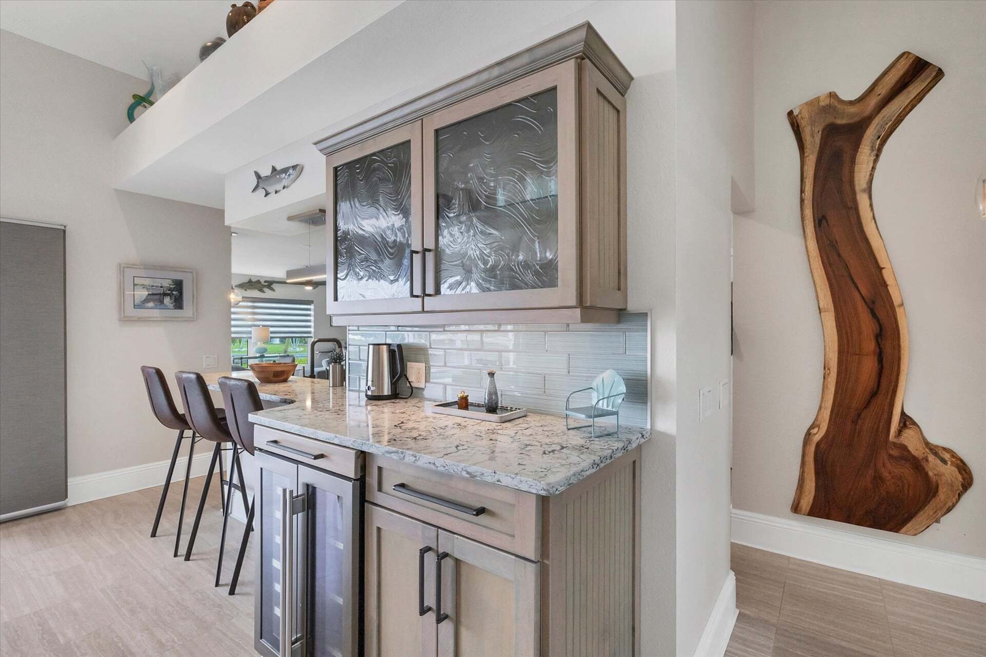 Coffee bar with wine cooler