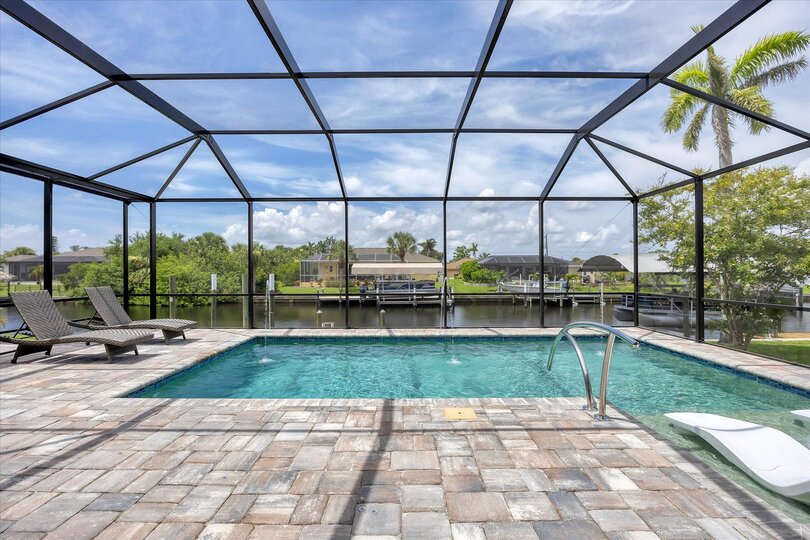 Sparkling pool overlooking canal.