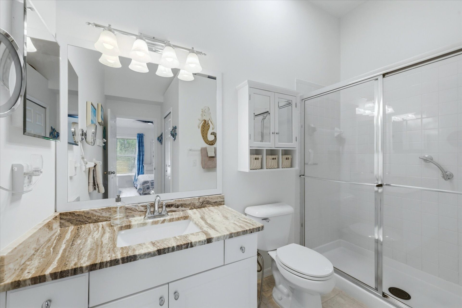 Primary attached bathroom with walk-in shower