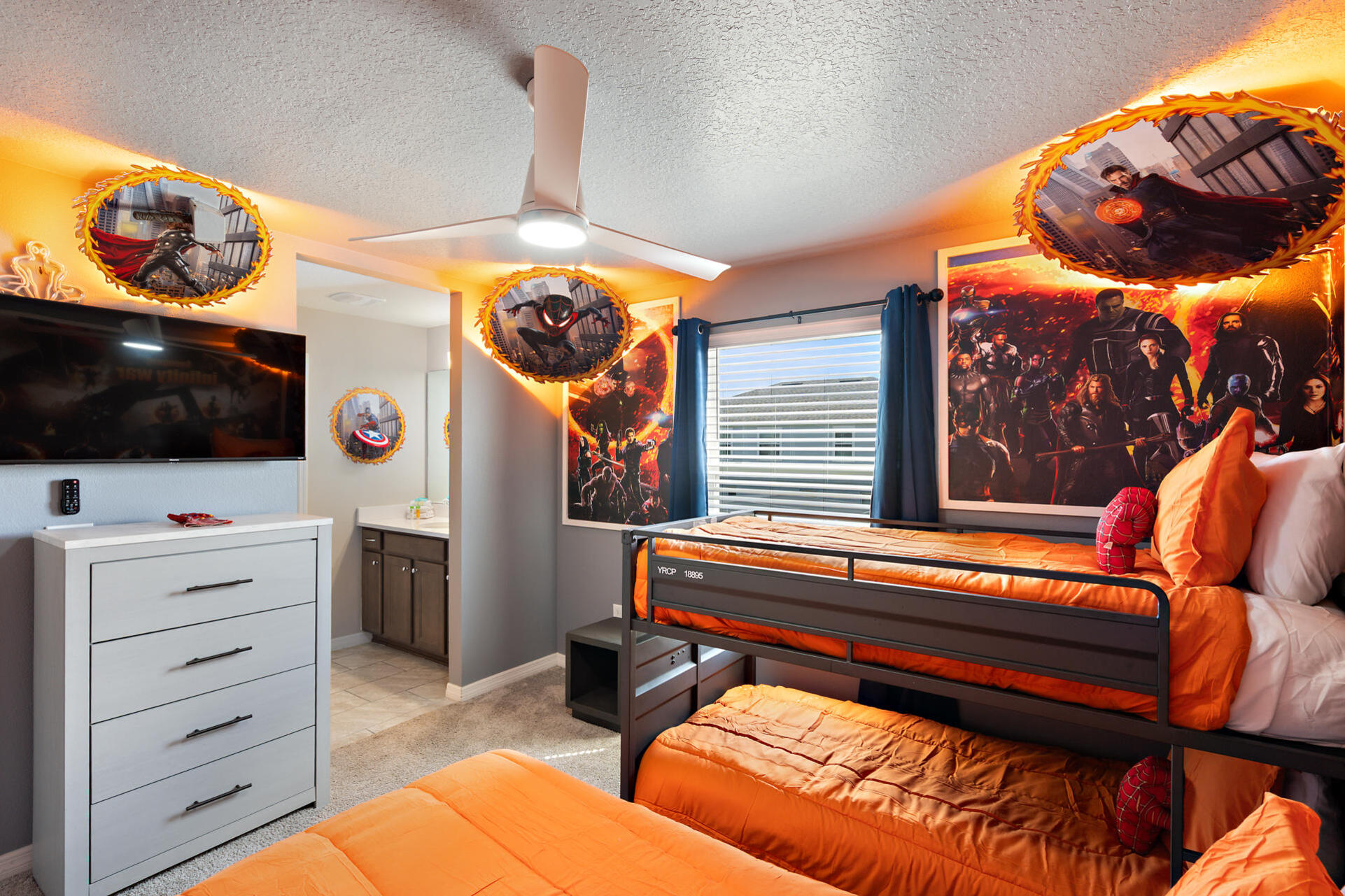 Twin/Twin Bunk + Double Bedroom 7 Upstairs Shared Bathroom  Avengers Infinity Theme