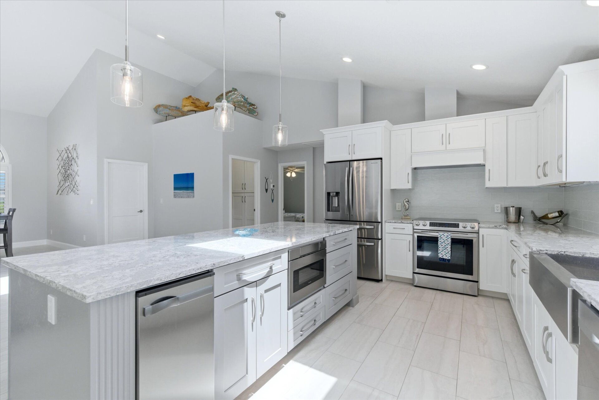 Beautiful, bright, fully-equipped kitchen with huge pass-through window